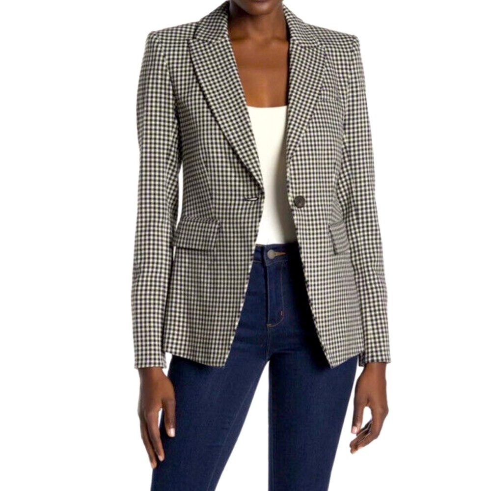 Veronica Beard Athens Dickey Jacket Blazer Black White Gingham